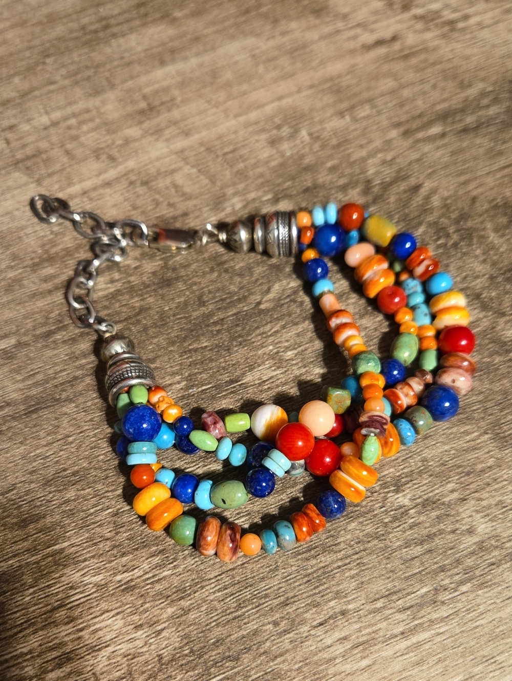 Vintage Native American Multi-Strand Gemstone Bead Bracelet